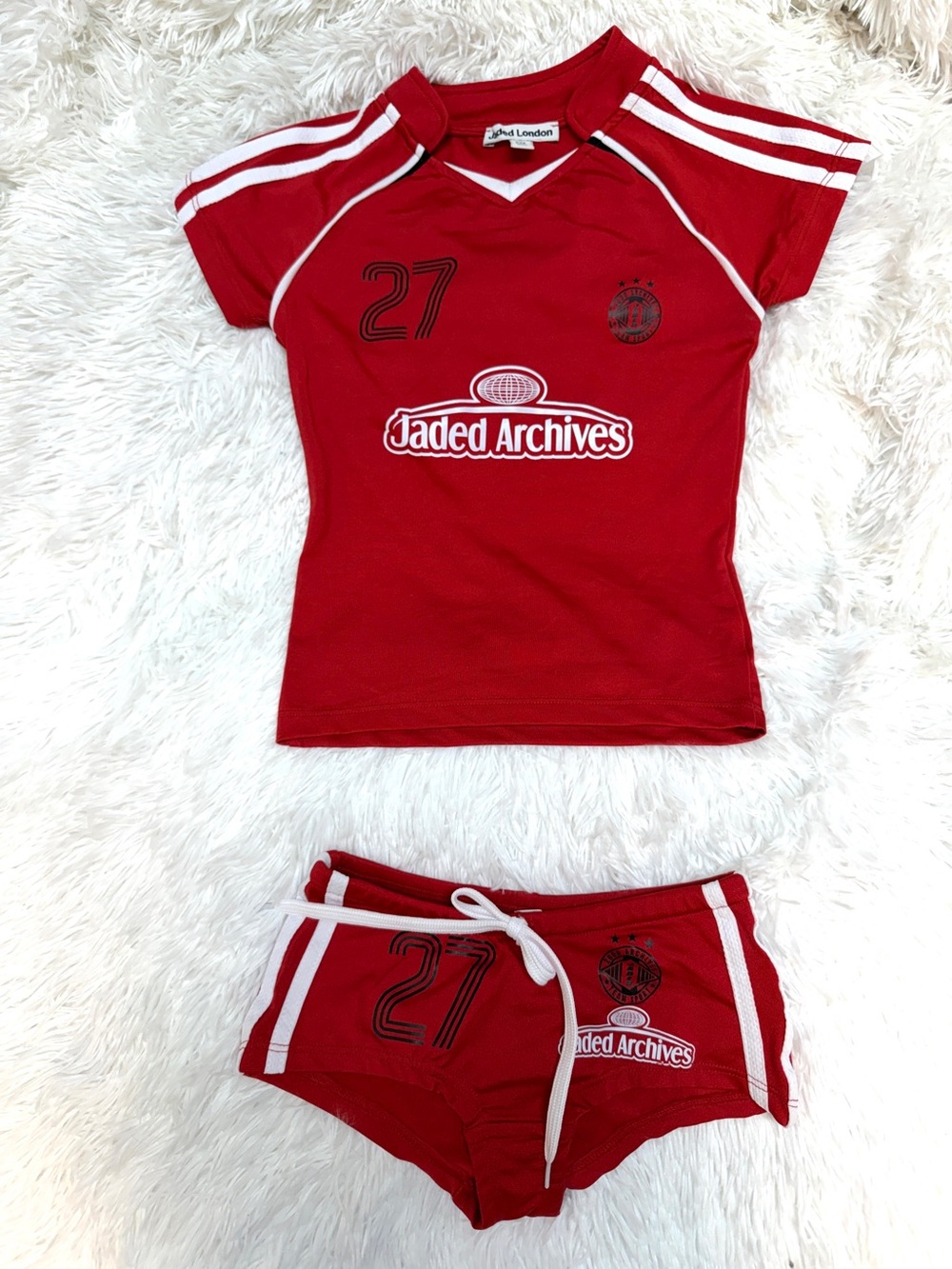 Jaded London Red Kids Two-Piece Pajama Set with White Trim